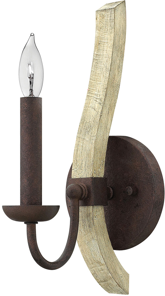 Hinkley Middlefield Iron Rust 1 Lamp Wall Light With Wood Detail