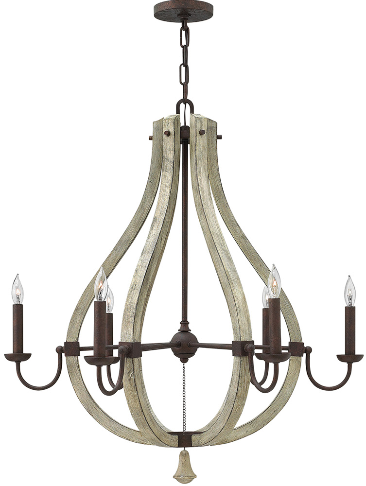 Hinkley Middlefield 6 Light Wooden Birdcage Chandelier