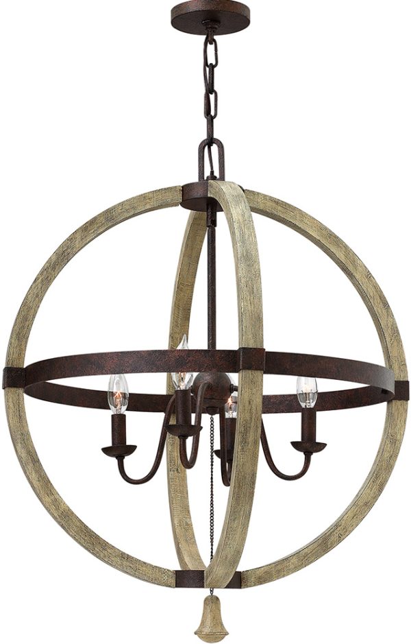 Hinkley Middlefield 4 Light Wooden Globe Pendant Chandelier