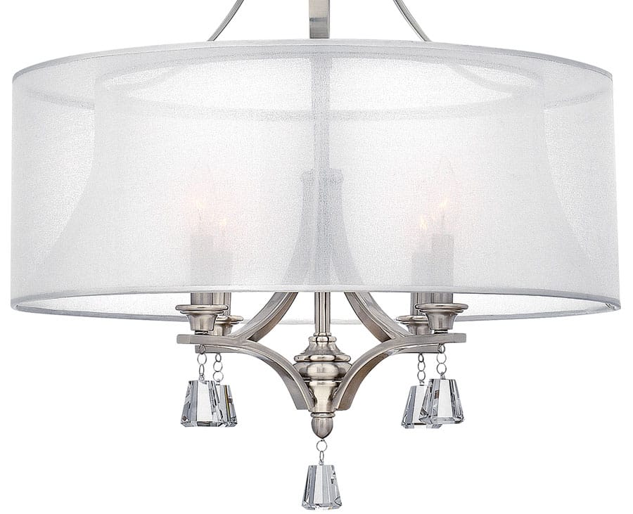 Hinkley Mime Sheer Fabric 4 Light Chandelier Brushed Nickel image 2