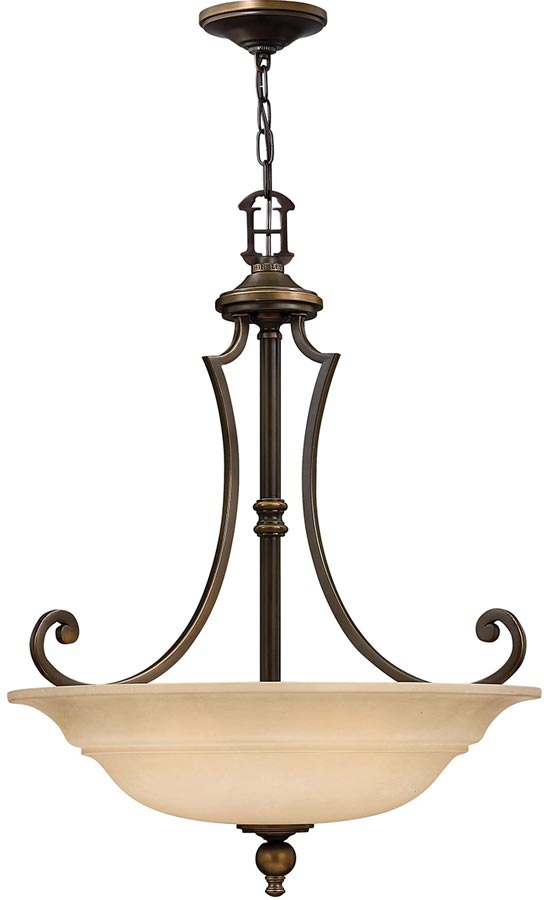Hinkley Plymouth 3 Light Old Bronze Pendant With Mocha Glass Shade