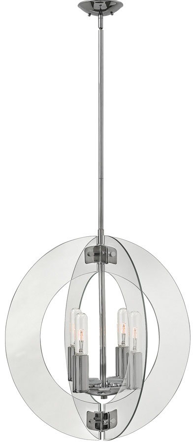 Solstice Contemporary 4 Light Glass Sphere Chandelier Chrome