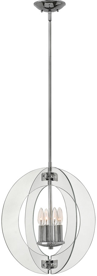 Solstice Contemporary 4 Light Glass Sphere Pendant Chrome