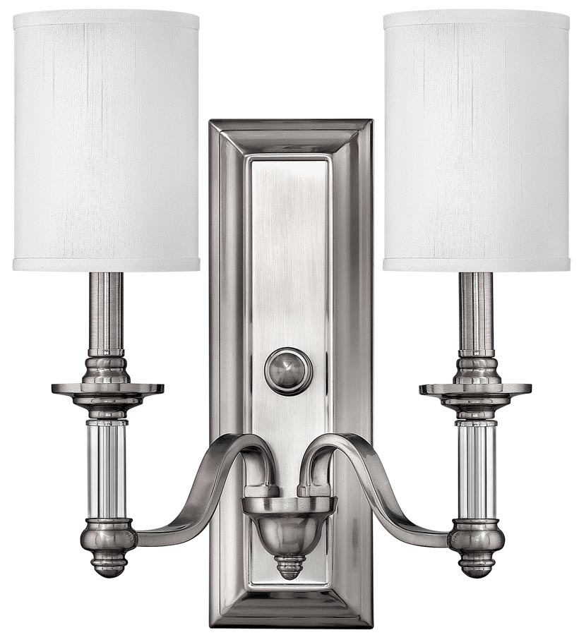 Hinkley Sussex Double Wall Light Brushed Nickel Georgian Style