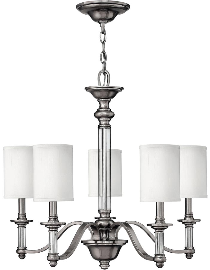 Hinkley Sussex 5 Light Chandelier Brushed Nickel Georgian Style