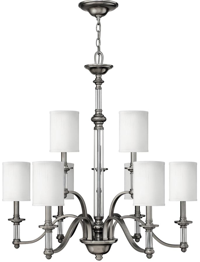 Hinkley Sussex 9 Light Large Chandelier Brushed Nickel Georgian Style