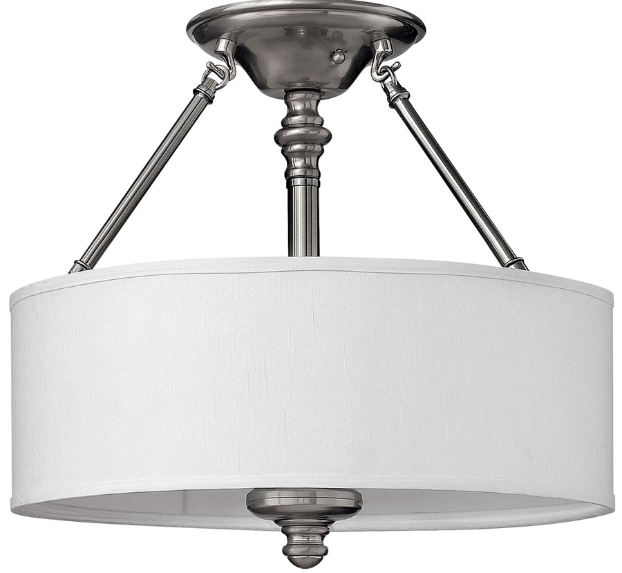 Hinkley Sussex 3 Light White Drum Semi Flush Brushed Nickel