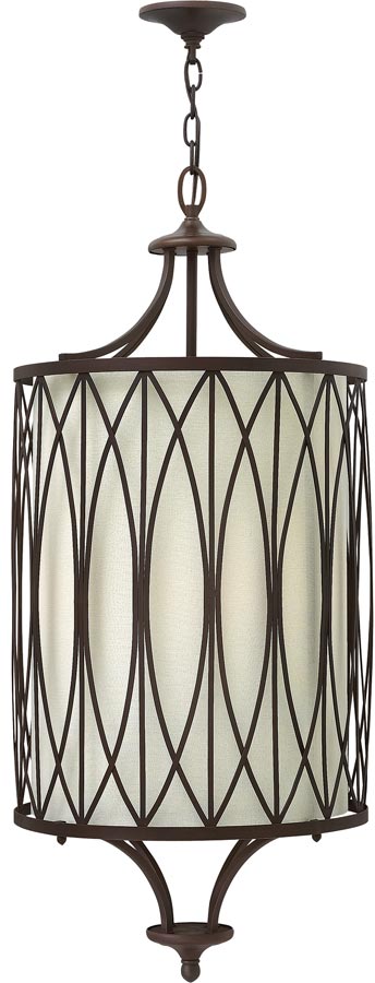 Hinkley Walden 4 Light Pendant Victorian Bronze Linen Shade