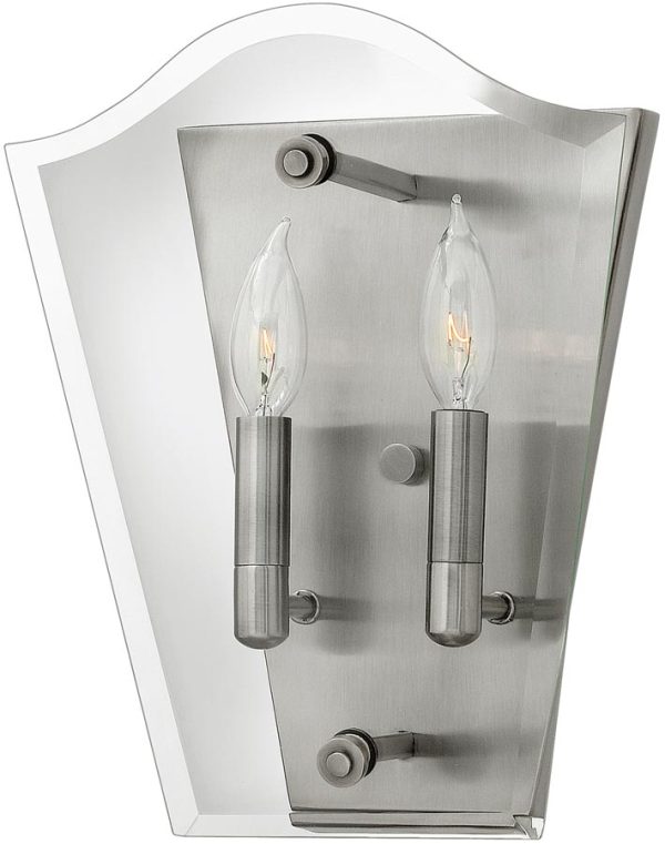 Hinkley Wingate 2 Lamp Glass Front Wall Light Polished Antique Nickel