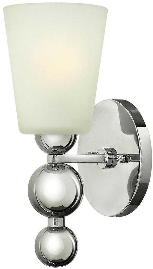 Hinkley Zelda 1 Lamp Wall Light Polished Nickel Etched Glass