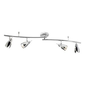 Houston split 4 light ceiling spot light bar in polished chrome on white background