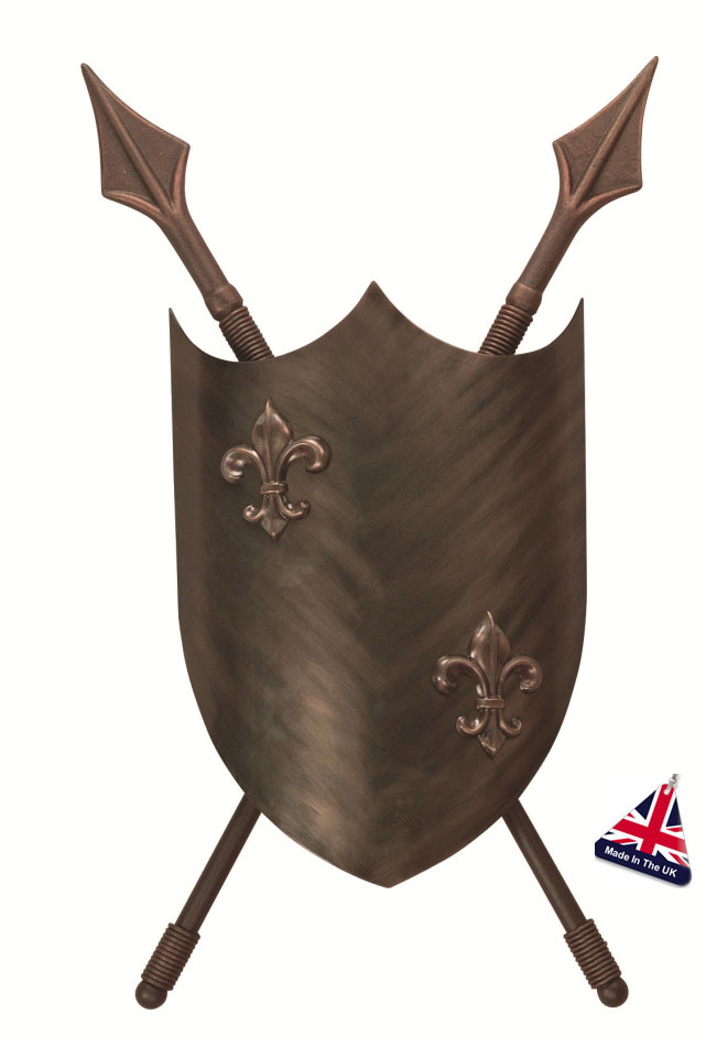 Crusader Large Heraldic Shield Feature Bronze Wall Light