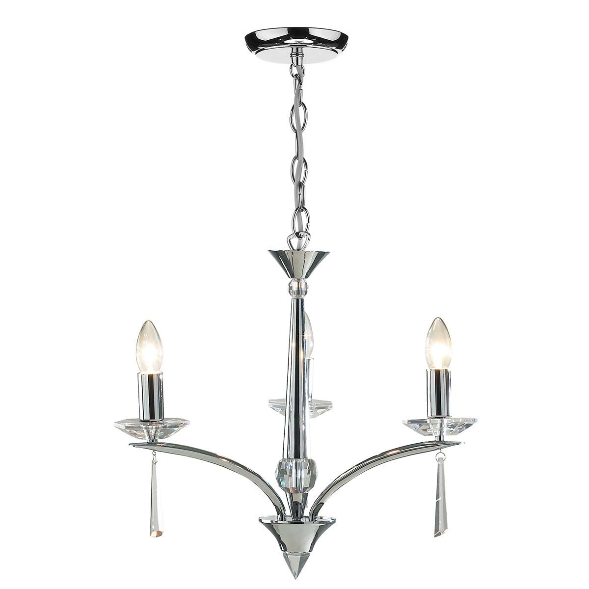 Dar Hyperion 3 Arm Dual Mount Chandelier Chrome