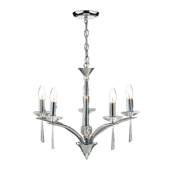 Dar Hyperion 5 Arm Dual Mount Chandelier Chrome