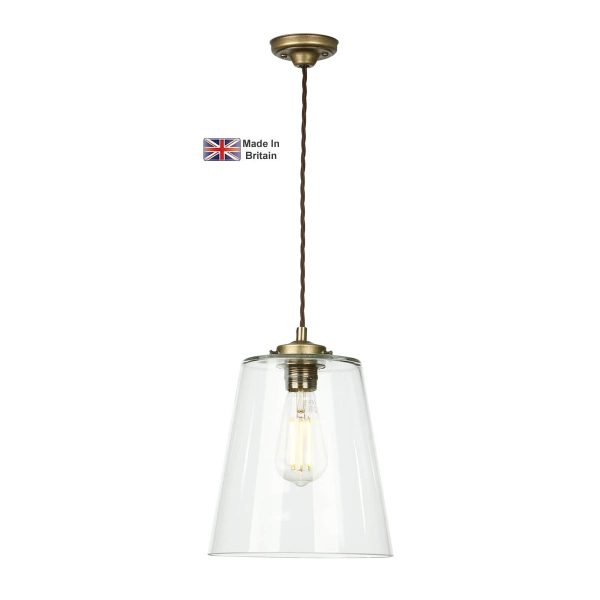 Ibsley Single Pendant Light Classic Aged Brass Clear Glass