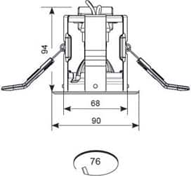 iCage 90-minute fire rated fixed mini downlight dimensions