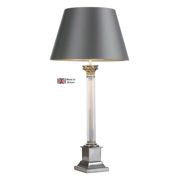 Imperial Large Column Table Lamp Base Only Pewter / Glass