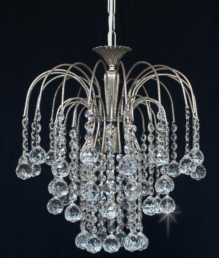 Impex Shower 35cm Strass Crystal Balls 1 Light Pendant Polished Nickel