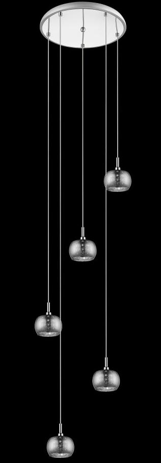 Impex Deni 5 Light Chrome Multi Level Pendant With Crystal Detail