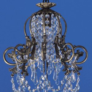 Impex Bell 30cm Strass Crystal 1 Light Pendant Antique Brass