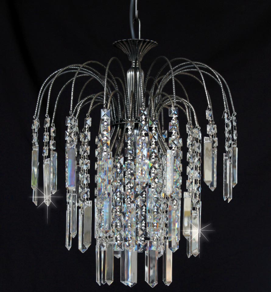 Shower 35cm Strass Crystal Coffins 1 Light Pendant Antique Nickel