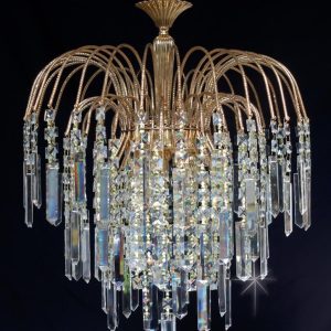 Impex Shower 40cm Strass Crystal Coffins 3 Light Chandelier Gold