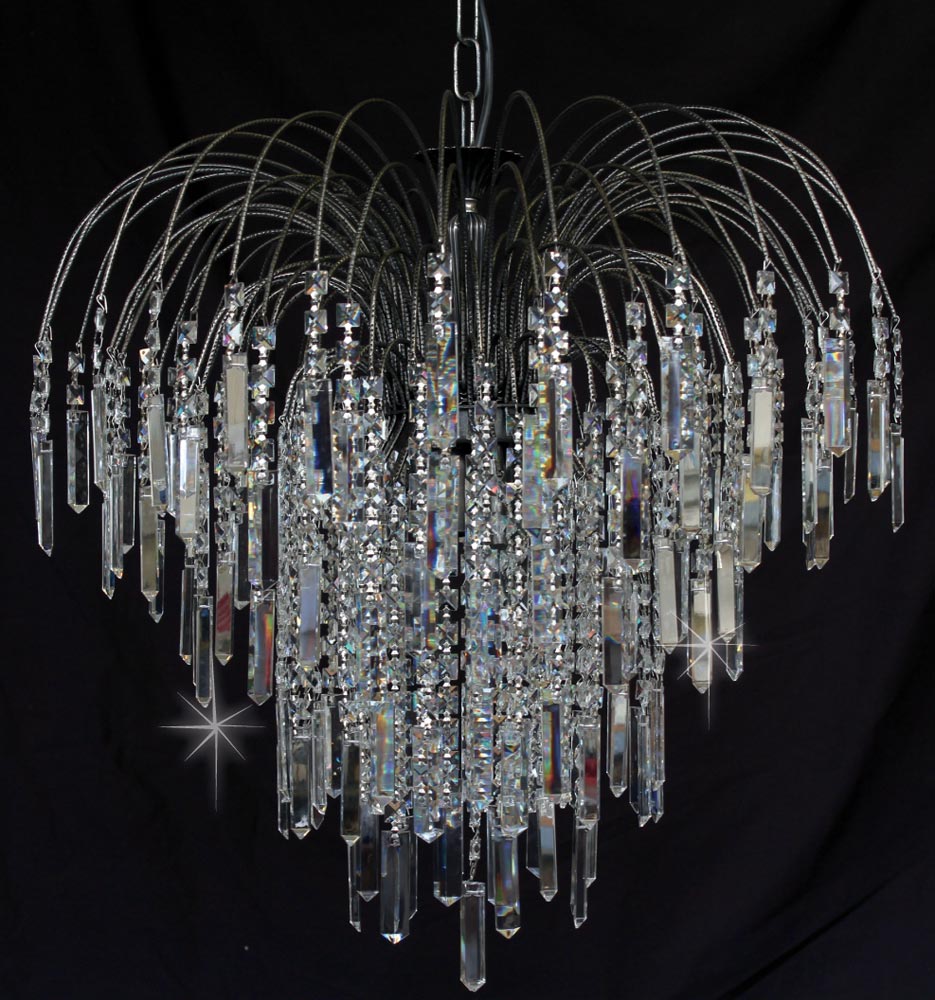 Shower 60cm Strass Crystal Coffins 6 Light Chandelier Antique Nickel