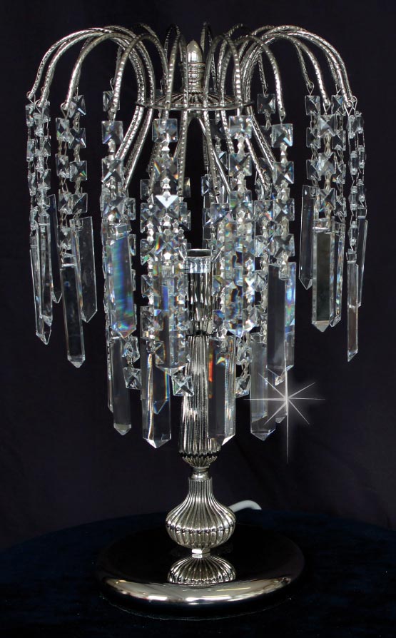 Impex Shower Strass Crystal Coffins Table Lamp Polished Nickel