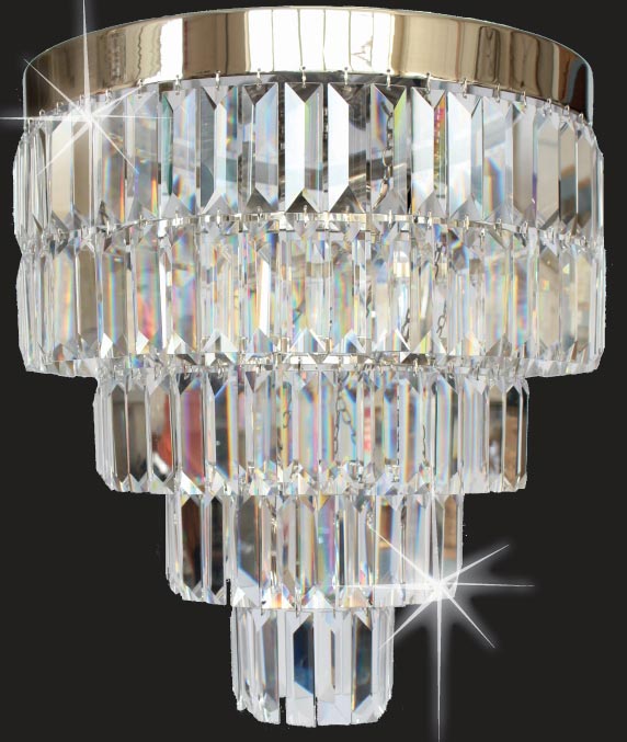 Impex Round 40cm Crystal Art Flush 5 Light Polished Chrome