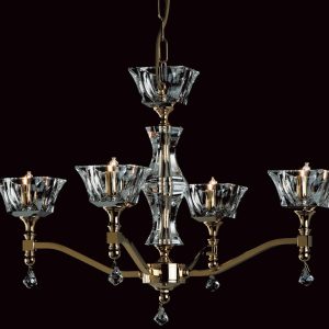 Impex Bresica 4 Light Optic Glass Chandelier Polished Gold
