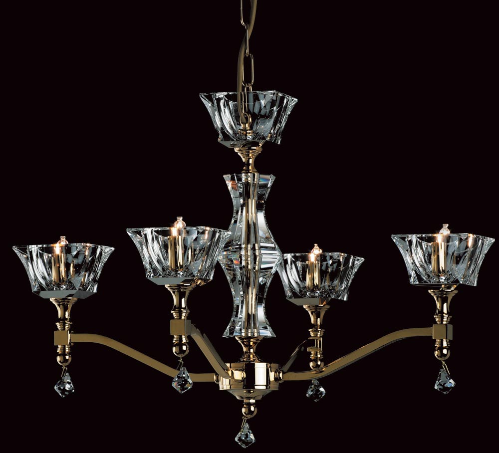 Impex Bresica 4 Light Optic Glass Chandelier Polished Gold