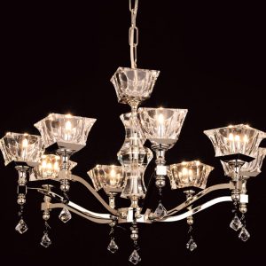 Impex Bresica 8 Light Optic Glass Chandelier Polished Gold