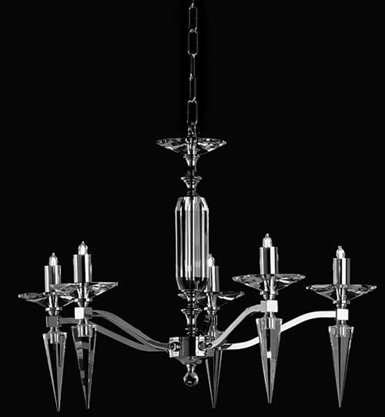 Impex Forli 5 Light Polished Nickel Chandelier Optic Glass