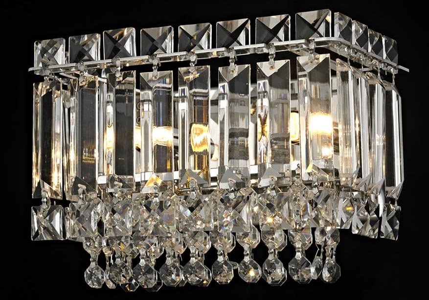 Impex Alvery 2 Light Crystal Wall Light Polished Chrome