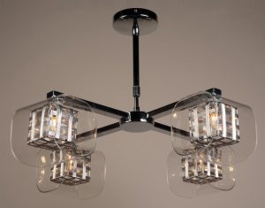 Impex Avignon modern 4 light adjustable pendant in polished chrome