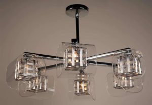 Impex Avignon modern 6 light adjustable pendant in chrome