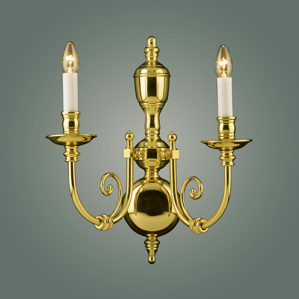 Impex Beveren Flemish Style 2 Lamp Twin Wall Light Solid Polished Brass