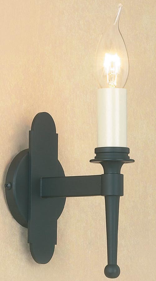 Impex Blenheim Matt Black Single Iron Work Wall Light Made In Britain