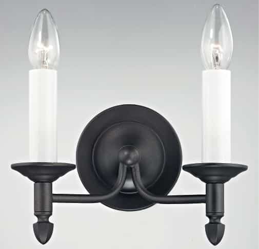 Impex Canterbury 2 Lamp Black Iron Work Wall Light