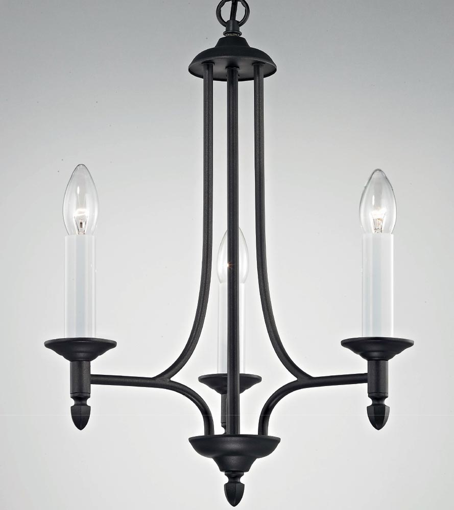 Impex Canterbury 3 Light Black Iron Work Chandelier