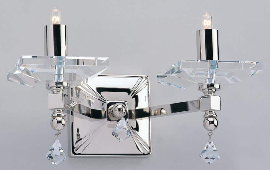 Impex Capri Optic Glass Double Wall Light Polished Nickel