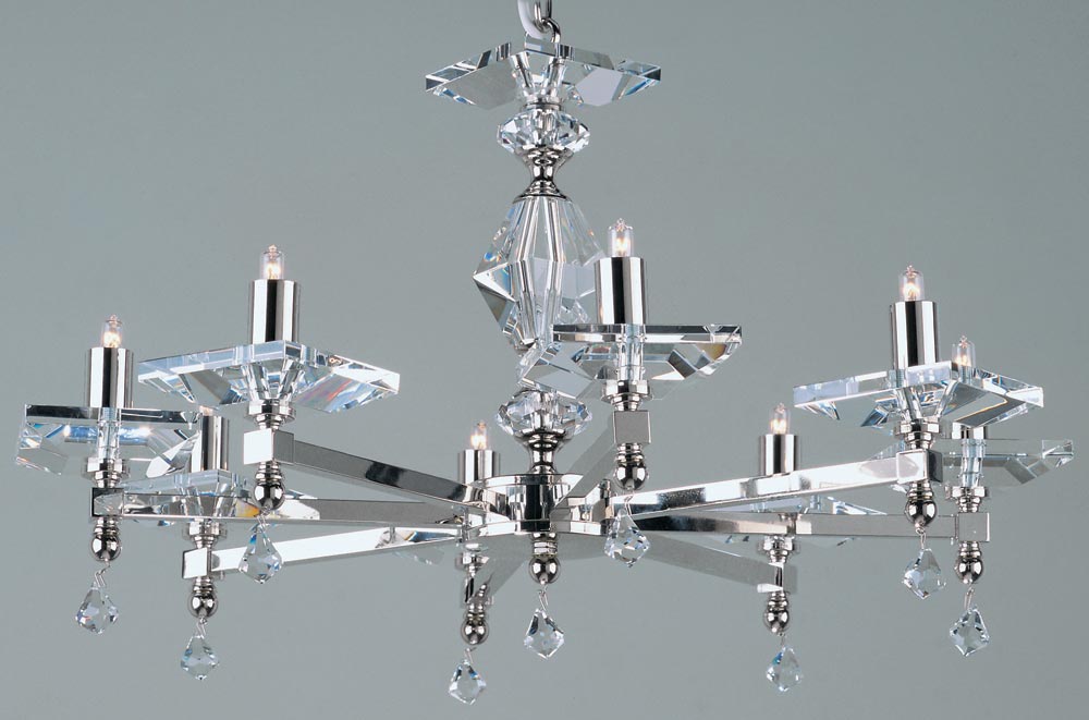 Impex Capri Optic Glass 8 Light Chandelier Polished Nickel