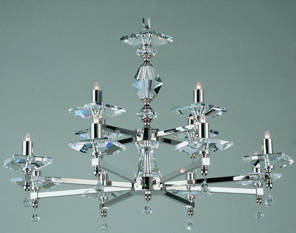 Impex Capri Optic Glass 12 Light Chandelier Polished Nickel