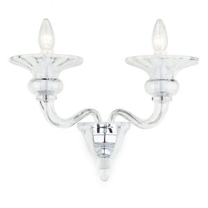 Impex Zagreb 2 lamp twin Czech crystal wall light in polished chrome on white background