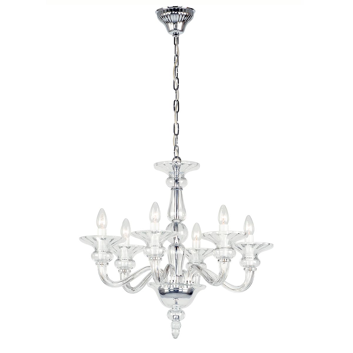 Impex Zagreb 6 Light Czech Crystal Chandelier Polished Chrome