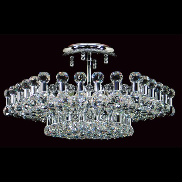 Impex Ancona hexagonal crystal 6 lamp flush low ceiling light in polished chrome