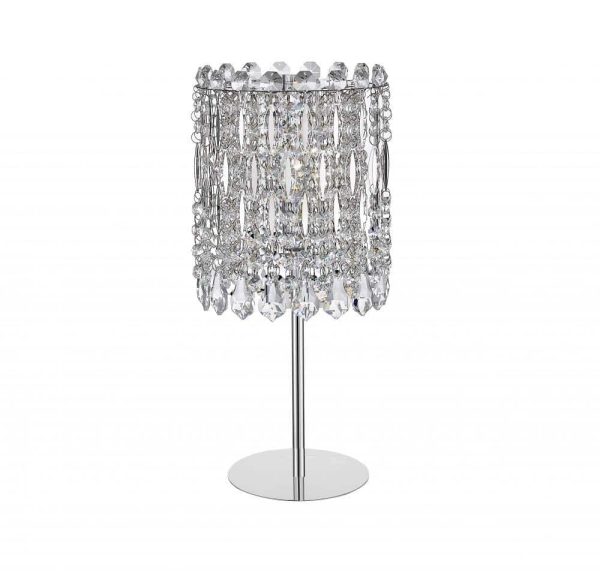 Alita single light traditional crystal table lamp in polished chrome