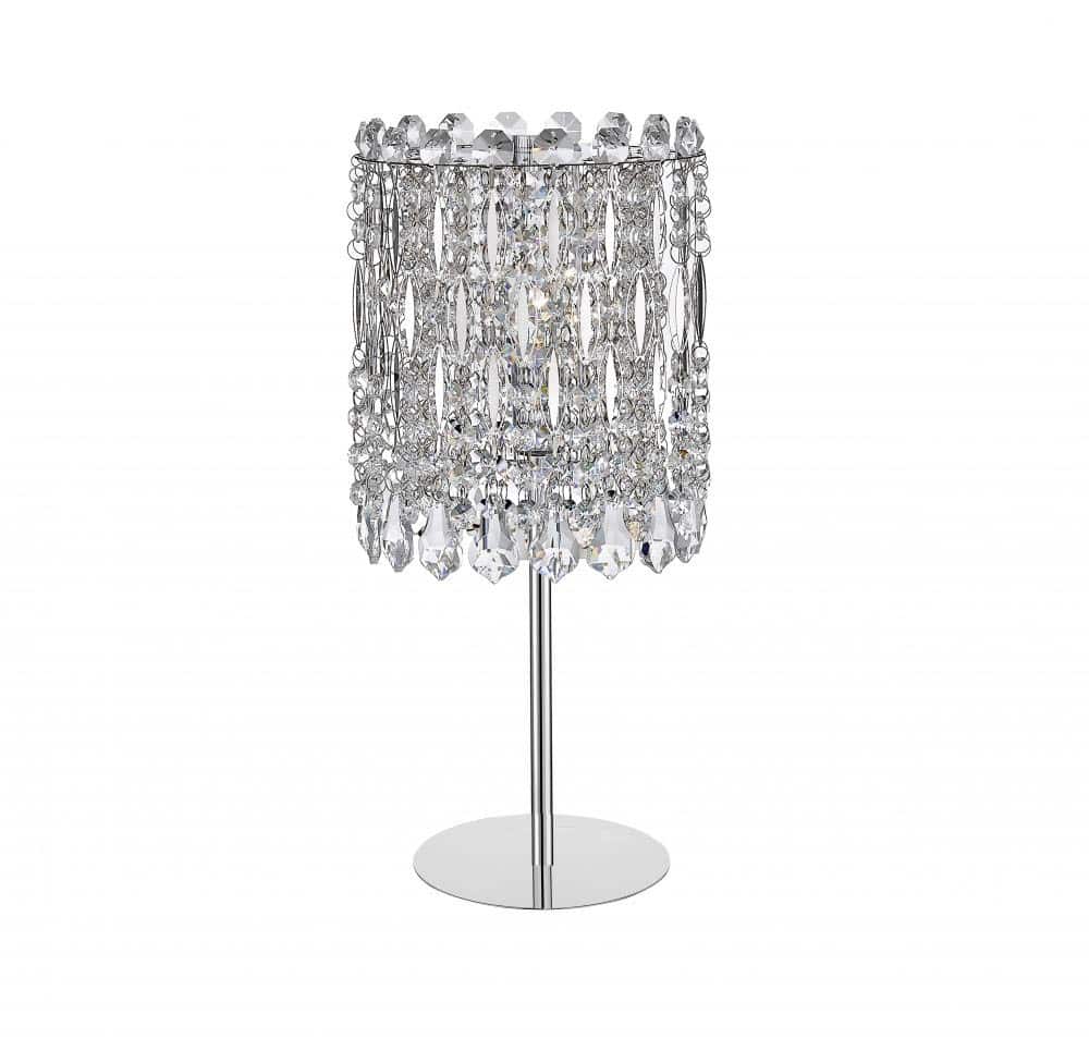 Impex Alita Single Light Traditional Crystal Table Lamp Polished Chrome