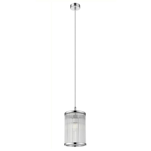 Impex Antigua 1 light ceiling pendant with crystal rods in chrome on white background
