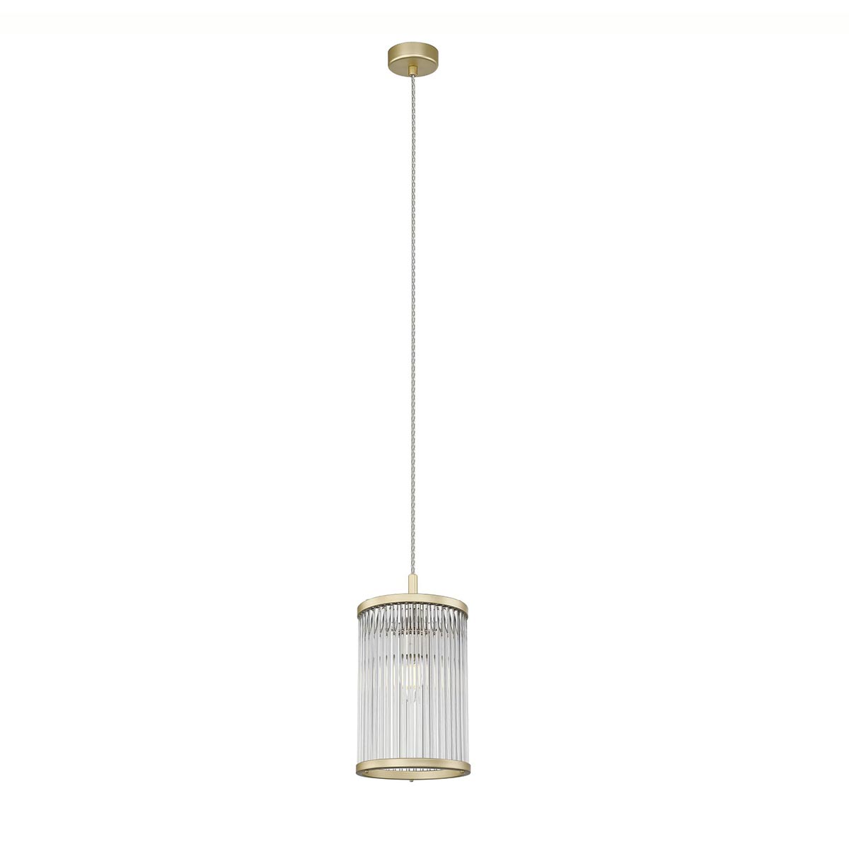 Impex Antigua 1 Light Ceiling Pendant Crystal Rods Matt Gold Finish